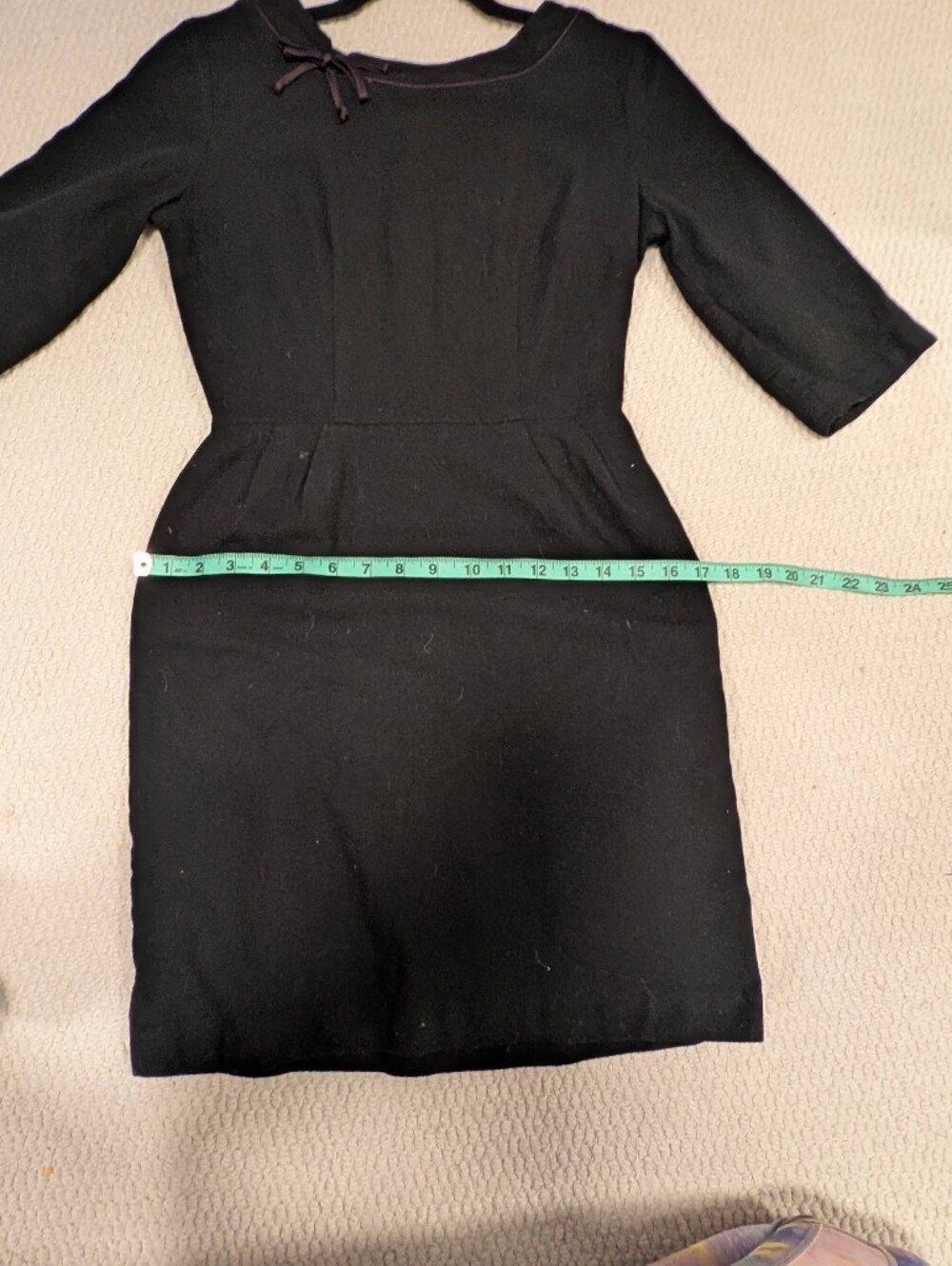 Vintage 1940s 1950s Black Wiggle Dress with Back Buttons - Picture 8 of 9